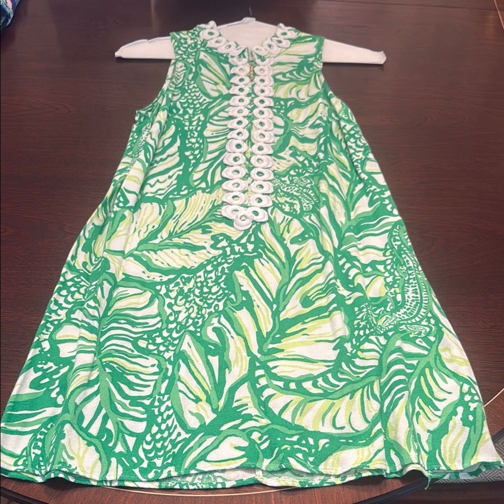 Lilly Pulitzer Green and White Sleeveless Jane Dress Size 0